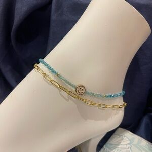 Chic Gold and Blue Anklet Duo Gift 2 Anklets